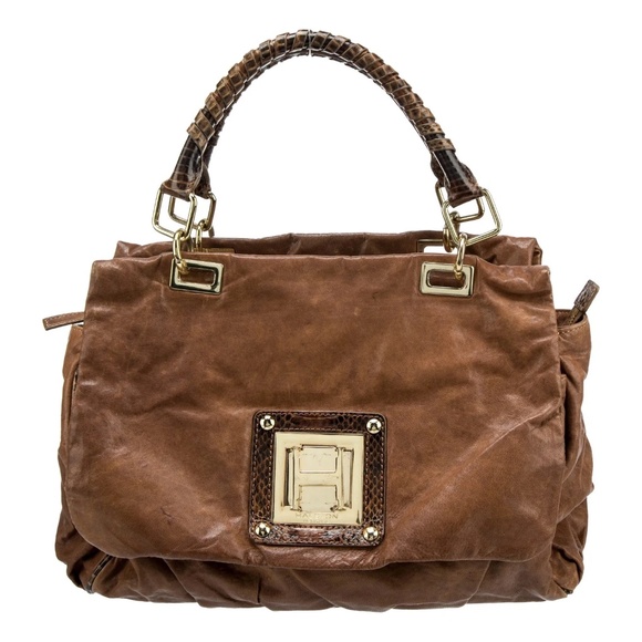 Halston Heritage Snakeskin Handle Shoulder Bag - Picture 1 of 14